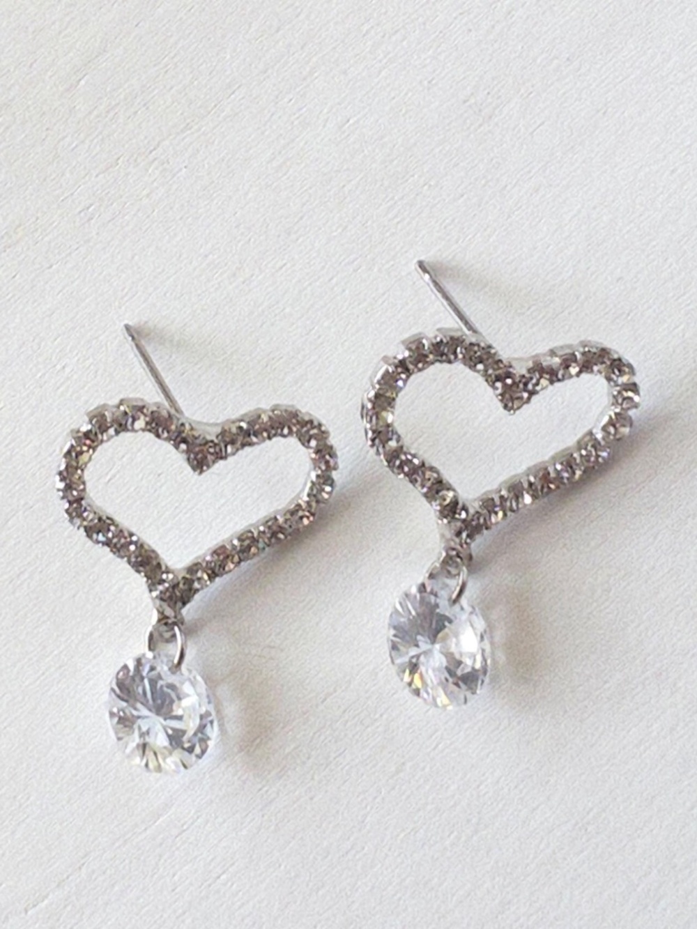 Rhinestone & Crystal Heart Earring Posts